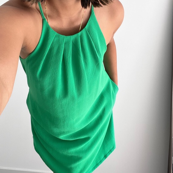 ✅ SALE NWOT TCEC Green Halter Neck Pleated Mini Dress with Pockets - Picture 9 of 10
